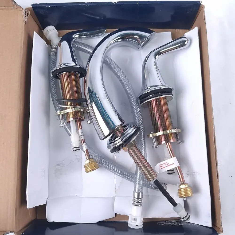 PROJECT SOURCE Dover Widespread Bath Faucet Chrome FW6BC002CP 3-Hole WaterSense